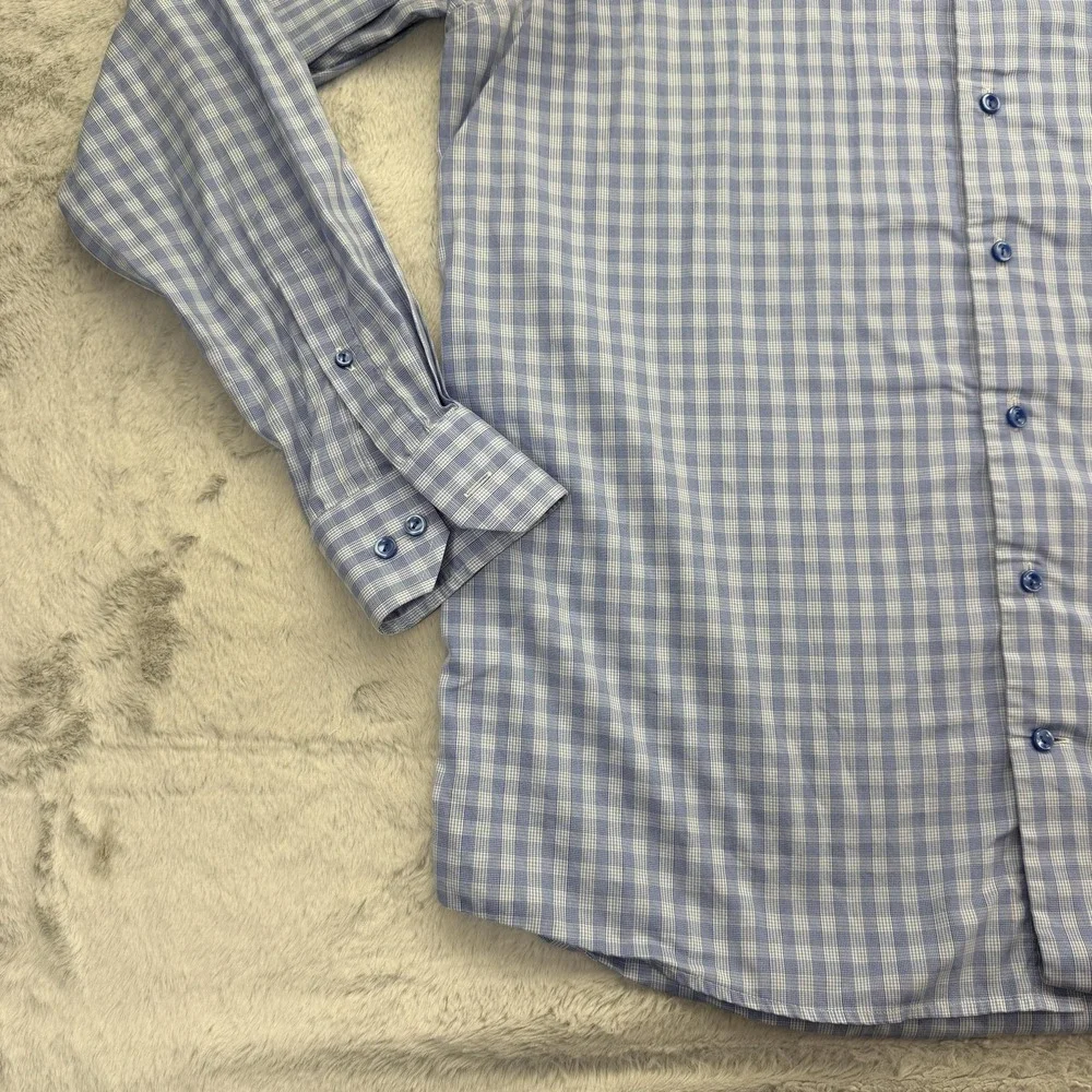 ETON Dress Shirt Mens 17.5 34/35 Blue Check Long Sleeve Button Up Cotton Romania